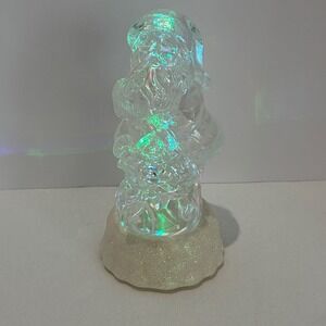 Mr. Christmas Santa Figurine Clear LED Light Up Iridescent Holiday Decor